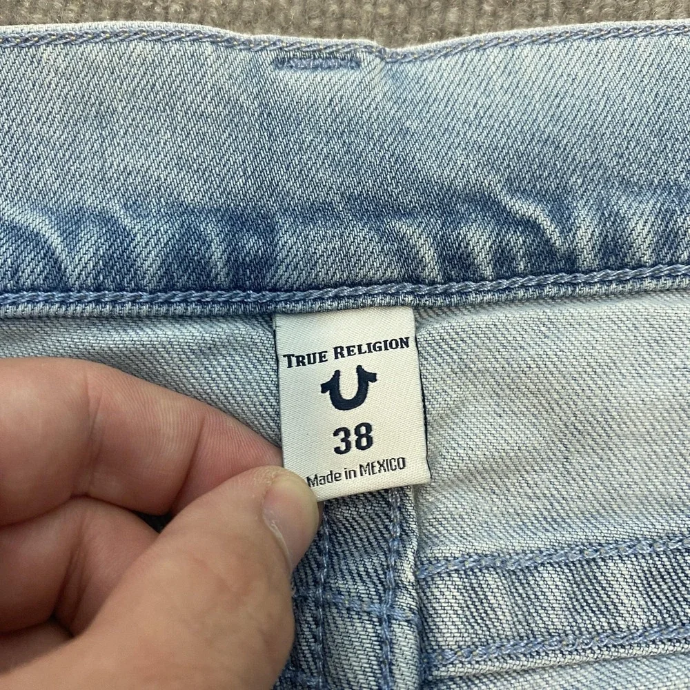 True Religion Rocco Relaxed Skinny Jeans Mens 38x32 Light Wash Stretch Denim